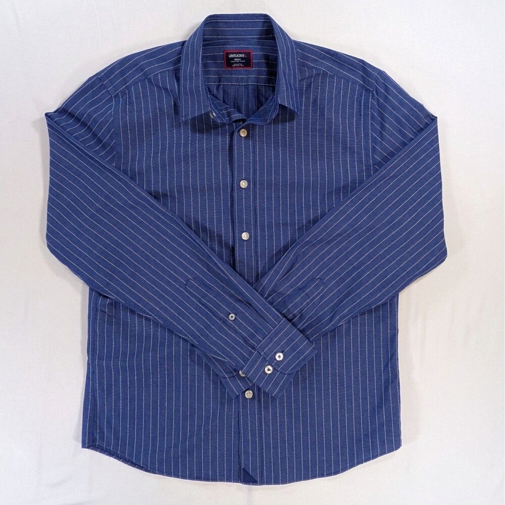 UNTUCKit Shirt Men Striped Gifford WF Butron Down Blue Sz Small